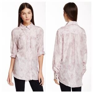 Elizabeth and James Tucker 100% Silk Shirt Purple